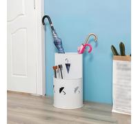 CLLXDZ Hollowed-out Metal Umbrella Basket, Removable Drip Tray & Partition Design, Freestanding Umbrella Stand for Home and Office use(White)