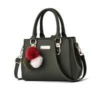 Cllym Luxury Vintage Leather Women's Crossbody Handbag, Green, 23x14x18cm