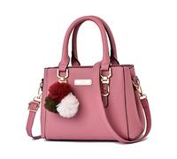 Cllym Luxury Vintage Leather Women's Handbag - Lady's Crossbody Bag, Pink, 23x14x18cm