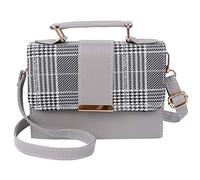 Cllym Summer Fashion Women Bag Leather Handbags PU Shoulder Bag Small Flap Crossbody Bags for Women Messenger sac femme,grey plaid