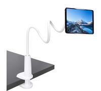 CLM-Tech Gooseneck Mount for 4-11 inch Tablet PC's and Smartphones, flexible adjustable arm for bed frame, desk and more, 78cm long, white