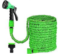 CLMCL 25ft/50ft/100ft/125ft/150ft Expandable Garden Hose Pipes, Expandable Garden Hose Flexible Stretch Water Pipe for Home Lawn Car with 8 Function Professional Water Spray Nozzle (25ft,Green)