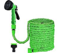 CLMCL 25ft/50ft/100ft/125ft/150ft Expandable Garden Hose Pipes, Expandable Garden Hose Flexible Stretch Water Pipe for Home Lawn Car with 8 Function Professional Water Spray Nozzle (125ft,Green)