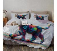 CLMECIBO Rainbow Cat Bedding Set 230x220cm Fun Animal Realistic Comforter Cover Print Duvet Covers Set with 2 Pillowcases Soft Microfiber Lightweight Zipper Decorative Quilt Cover 3 Pieces
