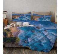 CLMECIBO The Twelve Apostles Bedding Set 135x200cm Duvet Cover for Bedroom Reversible Magnificent Natural Scenery Comforter Cover with 1 Pillowcase, Blue Microfiber Bed Covers 2 Pieces