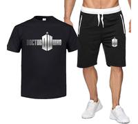 CLMETHE 2 Piece Set Summer Tracksuits for Mens for Doctor Who Cotton T-shirt Shorts Outfits Streetwear Sportswear Activewear Beach Sport Gym Suits,A-3XL
