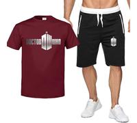 CLMETHE 2 Piece Set Summer Tracksuits for Mens for Doctor Who Cotton T-shirt Shorts Outfits Streetwear Sportswear Activewear Beach Sport Gym Suits,B-2XL