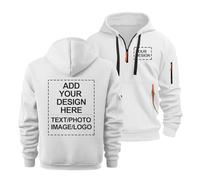 CLMETHE Customised Men's Quarter-Zip Jumper Sweatshirt Custom Pullover Mens Hoodies Personalised Logo Text Pictures Workwear Oversized Long Sleeve Hoody,E-L