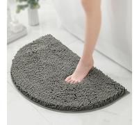 CLMETHE Extra Soft Fluffy Bathroom Mats for Shower Toilet Bathtub Kitchen Non-Slip Semi-Circle Bath Rugs Absorbent Washable Door Floor Carpet,Grey-40 * 60cm