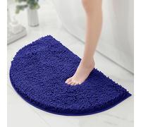 CLMETHE Extra Soft Fluffy Bathroom Mats for Shower Toilet Bathtub Kitchen Non-Slip Semi-Circle Bath Rugs Absorbent Washable Door Floor Carpet,Blue-50 * 80cm