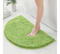 CLMETHE Extra Soft Fluffy Bathroom Mats for Shower Toilet Bathtub Kitchen Non-Slip Semi-Circle Bath Rugs Absorbent Washable Door Floor Carpet,Green-50 * 80cm