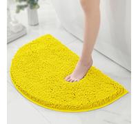 CLMETHE Extra Soft Fluffy Bathroom Mats for Shower Toilet Bathtub Kitchen Non-Slip Semi-Circle Bath Rugs Absorbent Washable Door Floor Carpet,Yellow-50 * 80cm