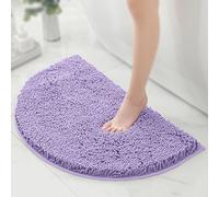 CLMETHE Extra Soft Fluffy Bathroom Mats for Shower Toilet Bathtub Kitchen Non-Slip Semi-Circle Bath Rugs Absorbent Washable Door Floor Carpet,Purple-40 * 60cm