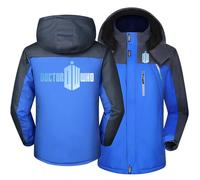 CLMETHE Full Zip Up Men's Skiing Mountain Jacket for Doctor Who Waterproof Fleece Softshell Hoodie Hiking Camping Ice Skating Coats with Multi-Pockets,A-L