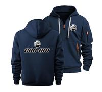 CLMETHE Men's 1/4 Zip Pullover Hoodies for Can-am Half Zip Sweatshirt Drawstring Hooded Hoody Loose Long Sleeve Work Sports Tops Spring Outdoor Running Outerwear,Blue-XXL