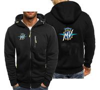 CLMETHE Mens Full Zip Hoodies Pullover for MV Agusta Hooded Sweatshirts Casual Jackets Autumn Sportswear Drawstring Pockets Workwear Coats,B-XXL