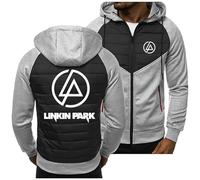 CLMETHE Men's Hooded Pullover Hoodies for Linkin Park Zipper Patchwork Sweatshirts Hoody Casual Jacket Outdoor Sports Outwear Spring Autumn Clothes,B Hoodie-M