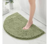 CLMETHE Microfibre Fluffy Bathroom Mats Extra Soft Semi-Circle Bath Rugs Non-Slip Absorbent Door Floor Carpet for Shower Toilet Bathtub Kitchen,Green-40 * 60cm