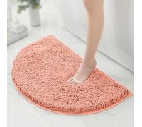 CLMETHE Microfibre Fluffy Bathroom Mats Extra Soft Semi-Circle Bath Rugs Non-Slip Absorbent Door Floor Carpet for Shower Toilet Bathtub Kitchen,Pink-50 * 80cm