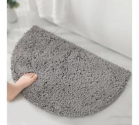 CLMETHE Microfibre Fluffy Bathroom Mats Extra Soft Semi-Circle Bath Rugs Non-Slip Absorbent Door Floor Carpet for Shower Toilet Bathtub Kitchen,Grey-40 * 60cm