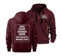 CLMETHE Personalised Text Pictures Men Hoodies Pullover Sweatshirt 1/4 Zip Plus Size Jumper Custom Logo Workwear Customised Gift Outdoor Sports Work Coat,H-XL