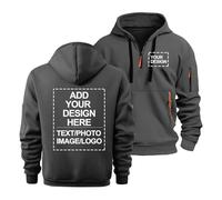 CLMETHE Personalised Text Pictures Men Hoodies Pullover Sweatshirt 1/4 Zip Plus Size Jumper Custom Logo Workwear Customised Gift Outdoor Sports Work Coat,F-S