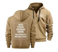 CLMETHE Personalised Text Pictures Men Hoodies Pullover Sweatshirt 1/4 Zip Plus Size Jumper Custom Logo Workwear Customised Gift Outdoor Sports Work Coat,C-XL