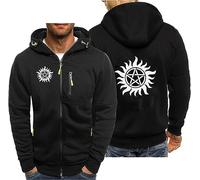 CLMETHE Sports Men's Hoodies for Supernatural Full Zip Up Hooded Pullover Sweatshirts Leisure Hoody Jackets Casual Fashion Coats Outerwear Workwear with Pockets,B-M