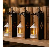 CLMETHE Vintage Hanging LED Bookshelf Light Warm Library Lantern Lamp with Bookend Style Base Decorative Bookcase Lighting for Study Reading Corner and Book Nook Lovers