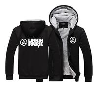 CLMETHE Winter Full Zip Men's Hoodies for Linkin Park Hooded Pullover Jumpe Fleece Lined Jacket Plus Size Sweatshirt Casual Windproof Coats with Pockets,B-M