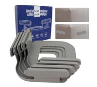 Clnyrwcb Bed Sheet Holder, Fitted Sheet Clips with Lock Strap-Keep Sheets Firm & Tight, Large Size Bed Clips, Fits Mattress (6cm-15cm Thick), Sheet Fasteners for Bedding (Grey)