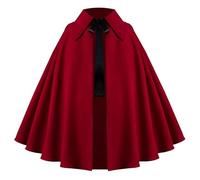 Cloak Red Cape Medieval Costume Men Wizard Hat Fairytale Fancy Dress Halloween Masquerade Party Black Costumes for Women Adult with Hood Full Length Christmas Witch & Red One Size