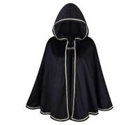 Cloak Witch Costume Adult Green Mens Halloween Wizard Fairytale Fancy Dress Masquerade Party Black Men Medieval Cowl Hood Grim Cap Plague Doctor Hat Pagan Cosplay Accessory Black One Size