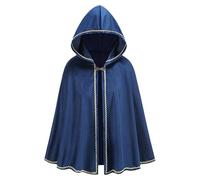 Cloak with Hood Medieval Four Color Lace Velvet Cape Half Length Robe Stage Performance Attire Gothic Renaissance Garment Set