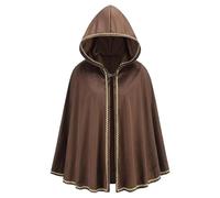 Cloak with Hood Medieval Four Color Lace Velvet Cape Half Length Robe Stage Performance Attire Gothic Renaissance Garment Set