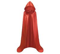 Cloak with Hood, Unisex Halloween Costume Cape Full Length Hooded Cape for Devil Witch Wizard Halloween Christmas Cosplay, Red,M