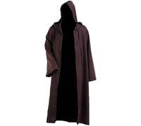 Cloak Wizard Costume Halloween Costumes for Men Adult Robe Black Hooded Vampire Knight Cosplay Women Womens Outfits Men's Medieval Cowl Hat, Gothic & Vintage Friar Coffee M