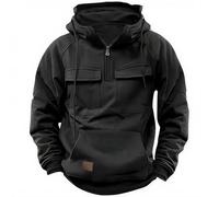 CLOAKA Cargo Pullover Sweatshirt Men's Tactical Hoodie Zipper Hoodie 1/4 Zip Up Hoodies Workout Gym Men Fashion Outdoor Hoodie, black, S