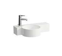 Cloakroom Basin Laufen VAL overflow, shelf on the right, recutting 550mm White Matt