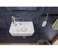 Cloakroom Basin Villeroy and Boch O.novo Compact , 1 hole, With overflow, Unpolished, Washbasin right 360mm Alpine White CeramicPlus AntiBac