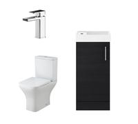 Cloakroom Floor Standing Vanity Unit, Tap and Toilet - Charcoal Black Balterley Black One Size