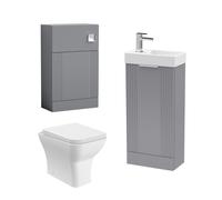 Cloakroom Fluted Floor Standing Vanity WC Toilet Tap Grey Chrome Balterley Grey One Size