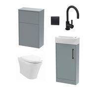 Cloakroom Left Hand Vanity WC Unit Toilet and Tap Grey Black 440mm Balterley Grey One Size