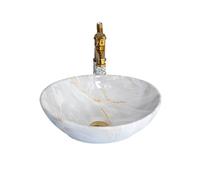 Cloakroom Small Bathroom Sinks High-Grade Imitation Marble Texture Ceramic Countertop Basin Lavatory Washbasin with Accessories Wash Basin