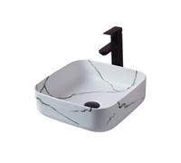 Cloakroom Square Bathroom Sink Light Luxury Imitation Marble Ceramic Art Above Counter Basin Wash Basin