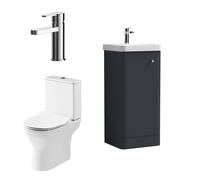 Balterley Cloakroom Floor Standing 400mm Vanity, Toilet & Tap Set - Dark Grey Balterley Grey