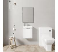 Cloakroom Suite - Fluted Wall Hung Vanity, WC, Toilet and Tap - White/Chrome