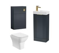 Balterley Cloakroom Suite Vanity Unit Tap Toilet Set - Dark Grey/Brass in Grey Balterley Grey
