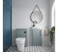 Cloakroom Suite - Vanity Unit, Tap and Toilet - Grey/Black
