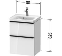 Cloakroom Vanity Unit Duravit D-Neo 2 drawers, gold handles 484mm White high gloss DE4350034220000